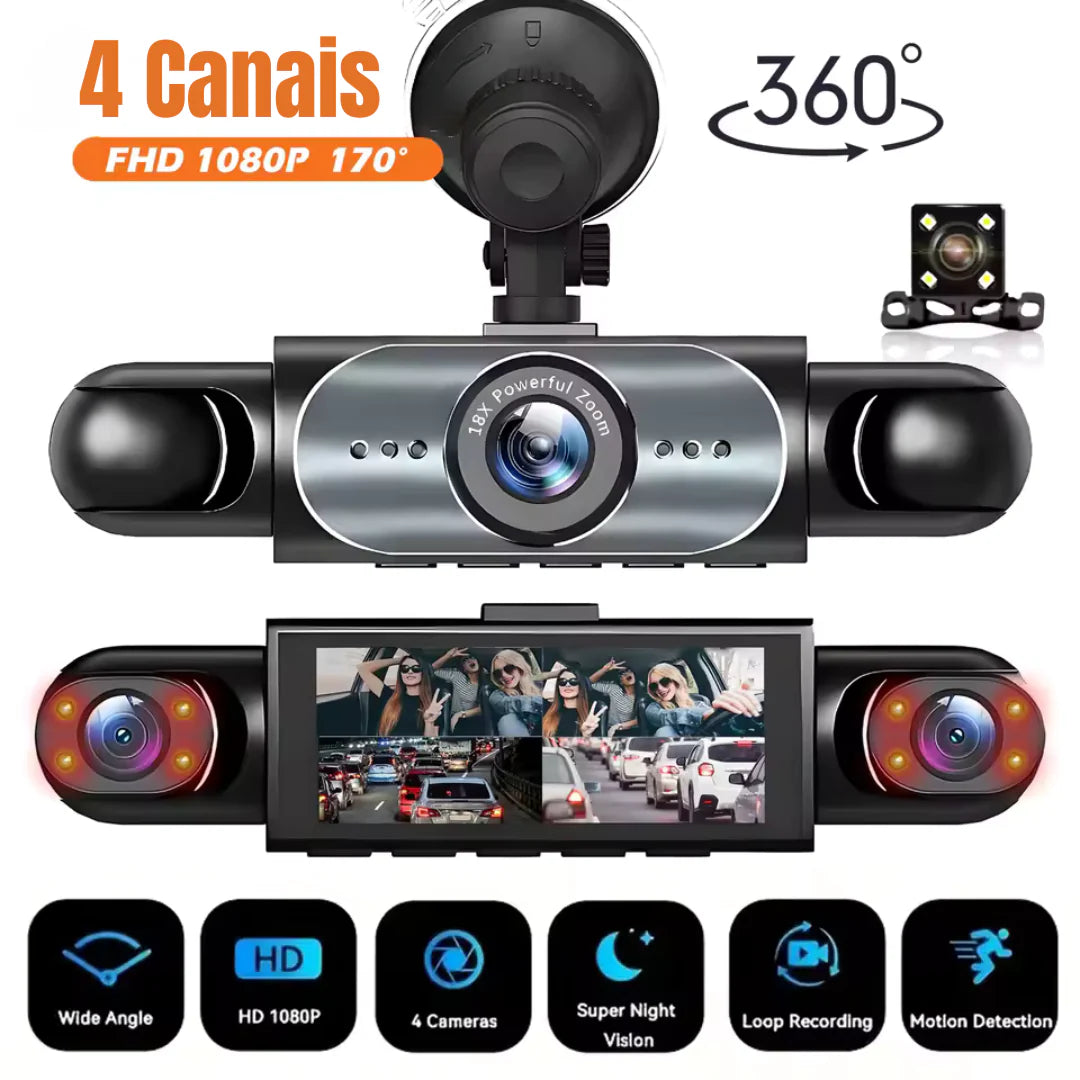 Câmera Veicular em Tempo Real sem Fio - Dashcam 360º - Visão Noturna