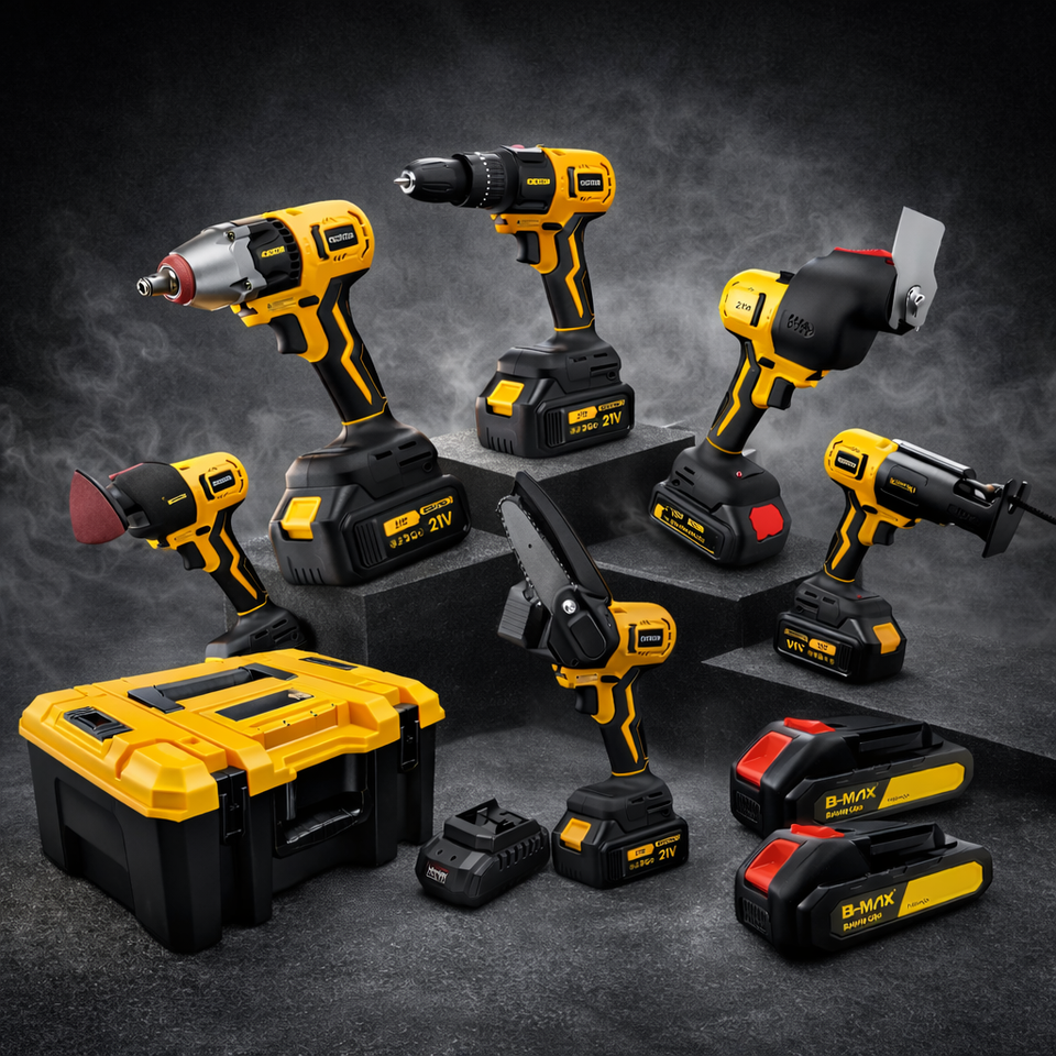 Kit 6 Ferramentas Profissionais 21V a Bateria com 2 Baterias + Maleta Organizadora