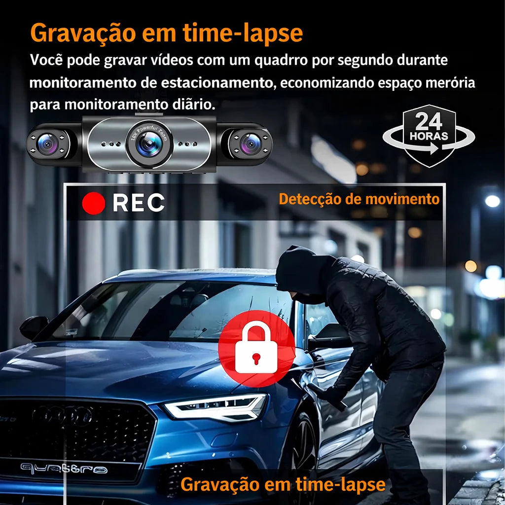 Câmera Veicular em Tempo Real sem Fio - Dashcam 360º - Visão Noturna