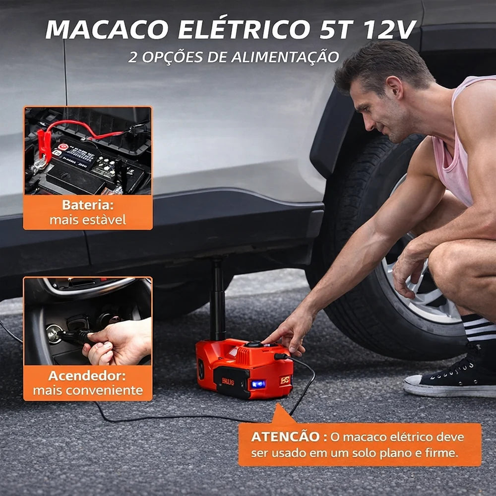 (ÚLTIMAS UNIDADES) Macaco Elétrico Multifuncional + Chave de Impacto Elétrica! 1 ANO DE GARANTIA