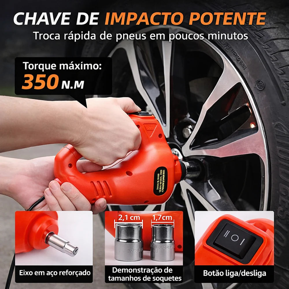 (ÚLTIMAS UNIDADES) Macaco Elétrico Multifuncional + Chave de Impacto Elétrica! 1 ANO DE GARANTIA