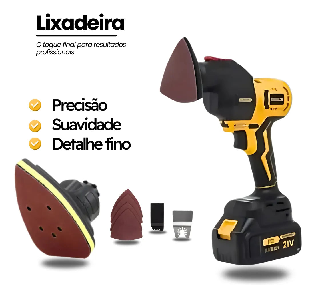 Kit 6 Ferramentas Profissionais 21V a Bateria com 2 Baterias + Maleta Organizadora
