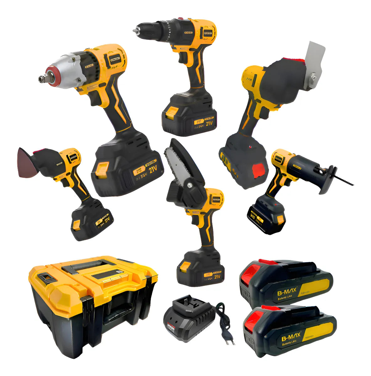 Kit 6 Ferramentas Profissionais 21V a Bateria com 2 Baterias + Maleta Organizadora