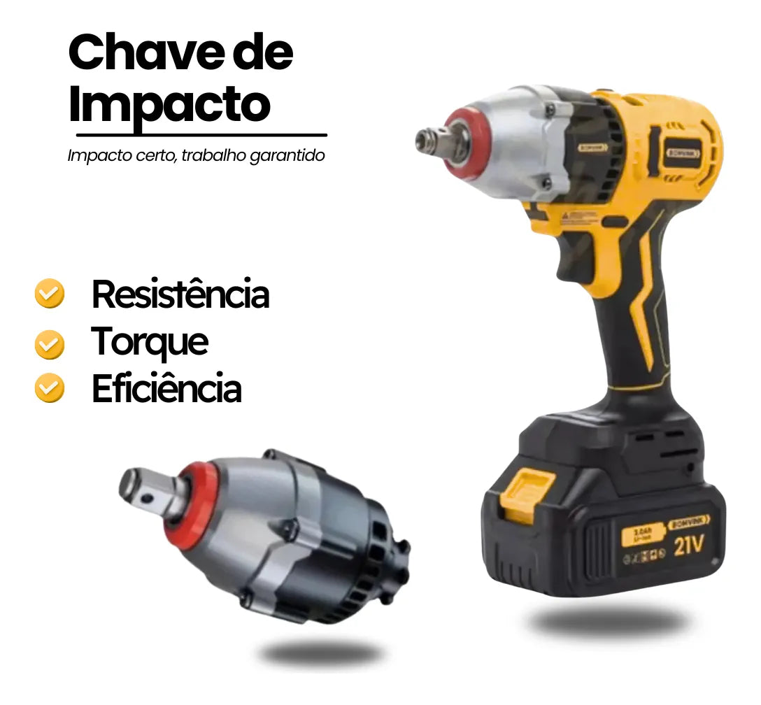 Kit 6 Ferramentas Profissionais 21V a Bateria com 2 Baterias + Maleta Organizadora