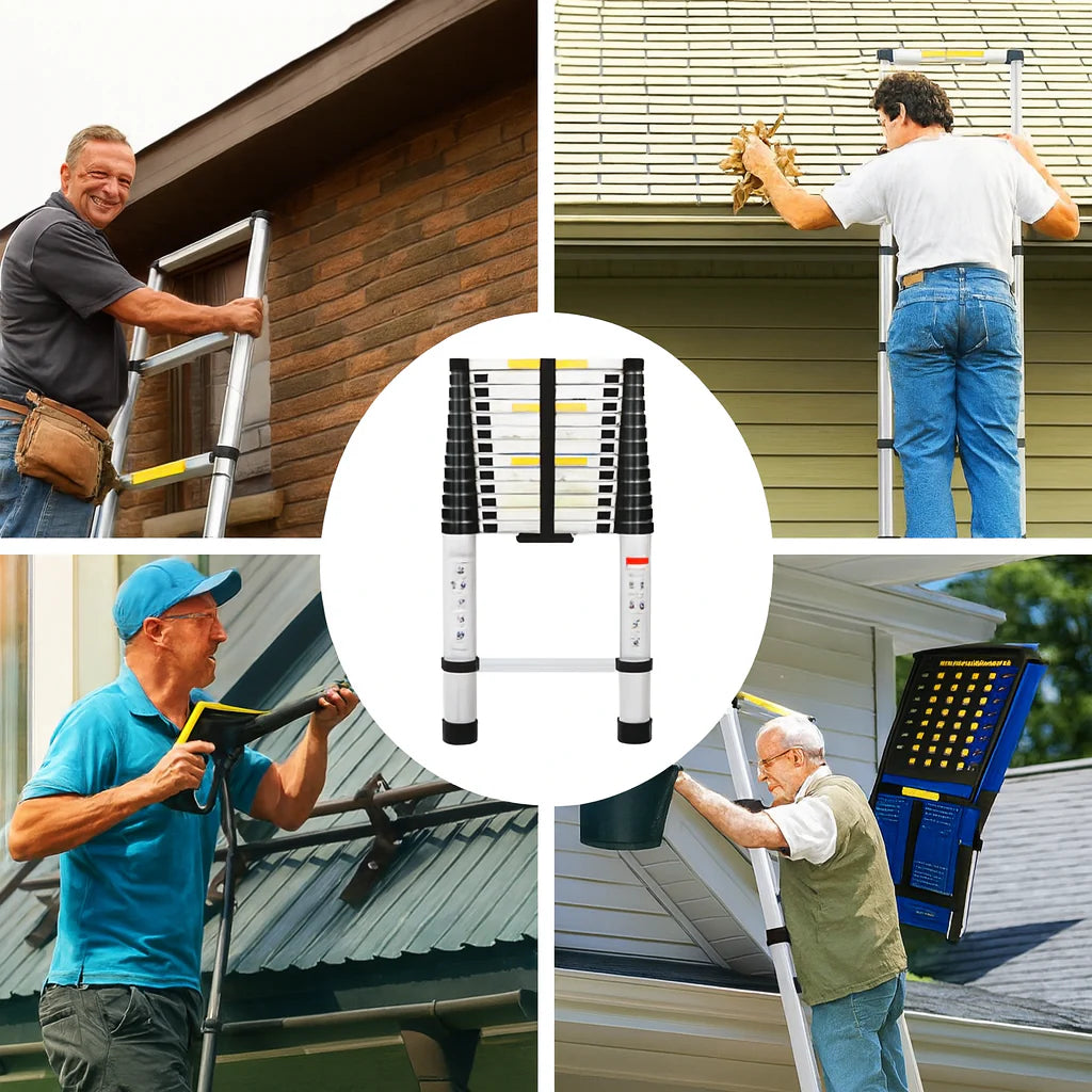 Escada Telescópica Profissional 9 Metros – Alumínio Reforçado com Trava de Segurança