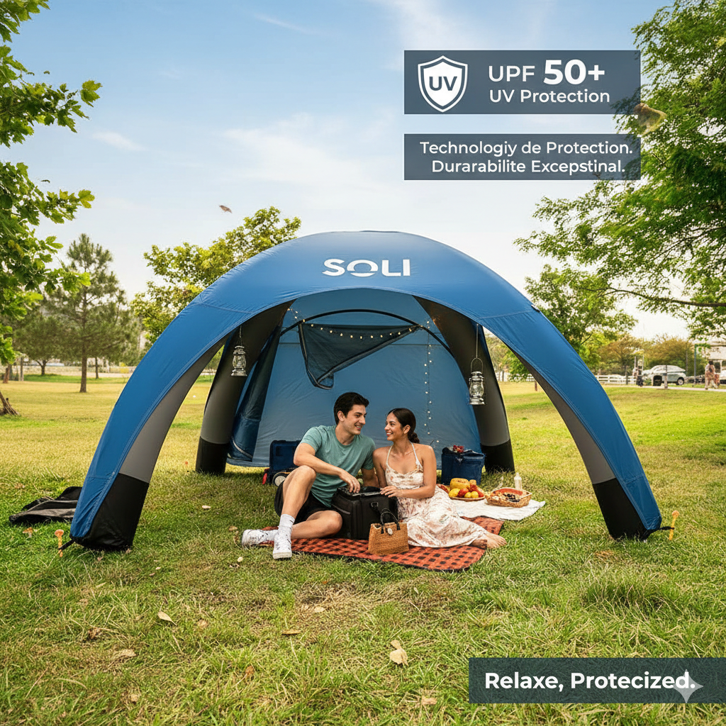 (ÚLTIMAS UNIDADES) Barraca Solar Autoinflável Resistente Proteção + (Kit Completo, Estaca, Bomba e Mochila)