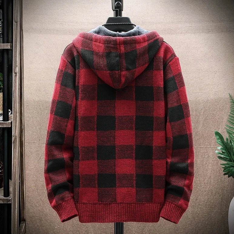 Blusa Masculina Xadrez com Zíper e Capuz