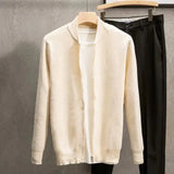 Cardigã Masculino Fechamento em Zíper Bege