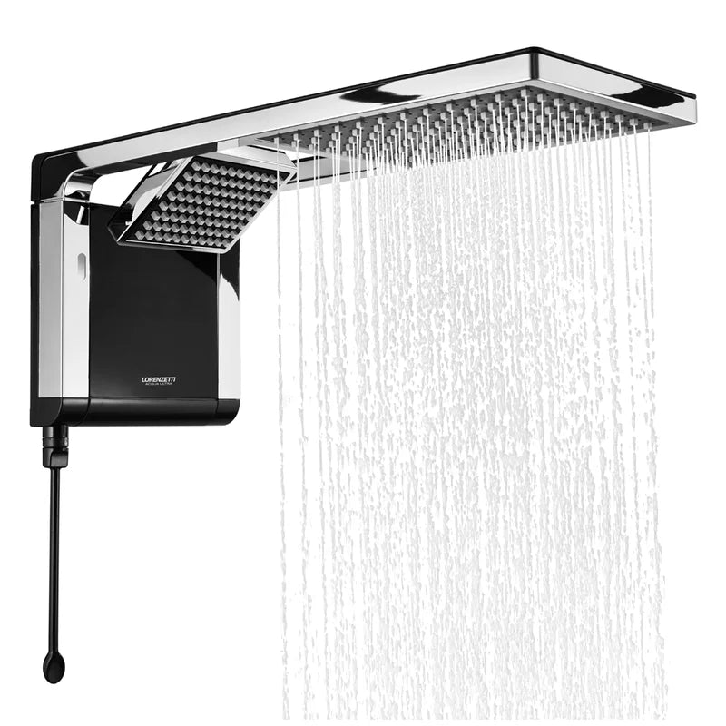 Chuveiro Elétrico Eletrônico 220/127V 7800w Preto e Cromado Quadrado Acqua Duo Ultra