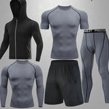Conjunto Masculino Esportivo de Compressão Cinza