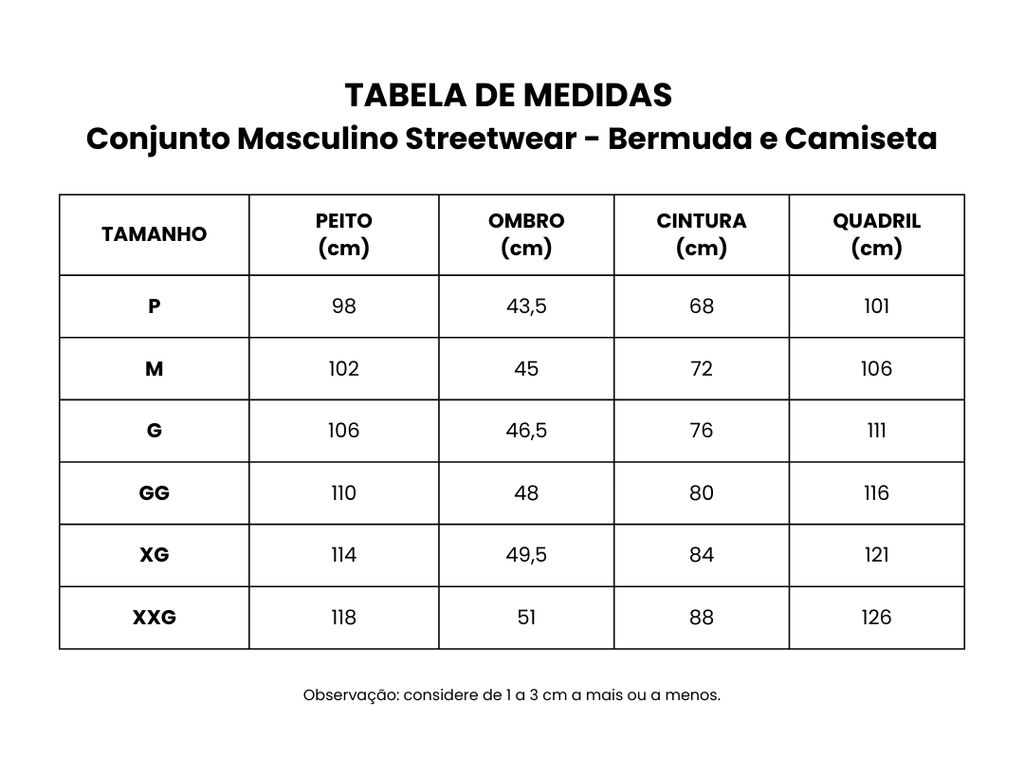 Conjunto Masculino Streetwear - Bermuda e Camiseta