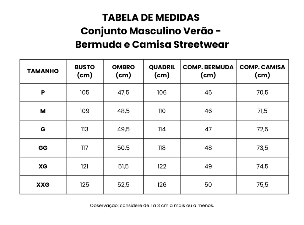Conjunto Masculino Verão - Bermuda e Camiseta